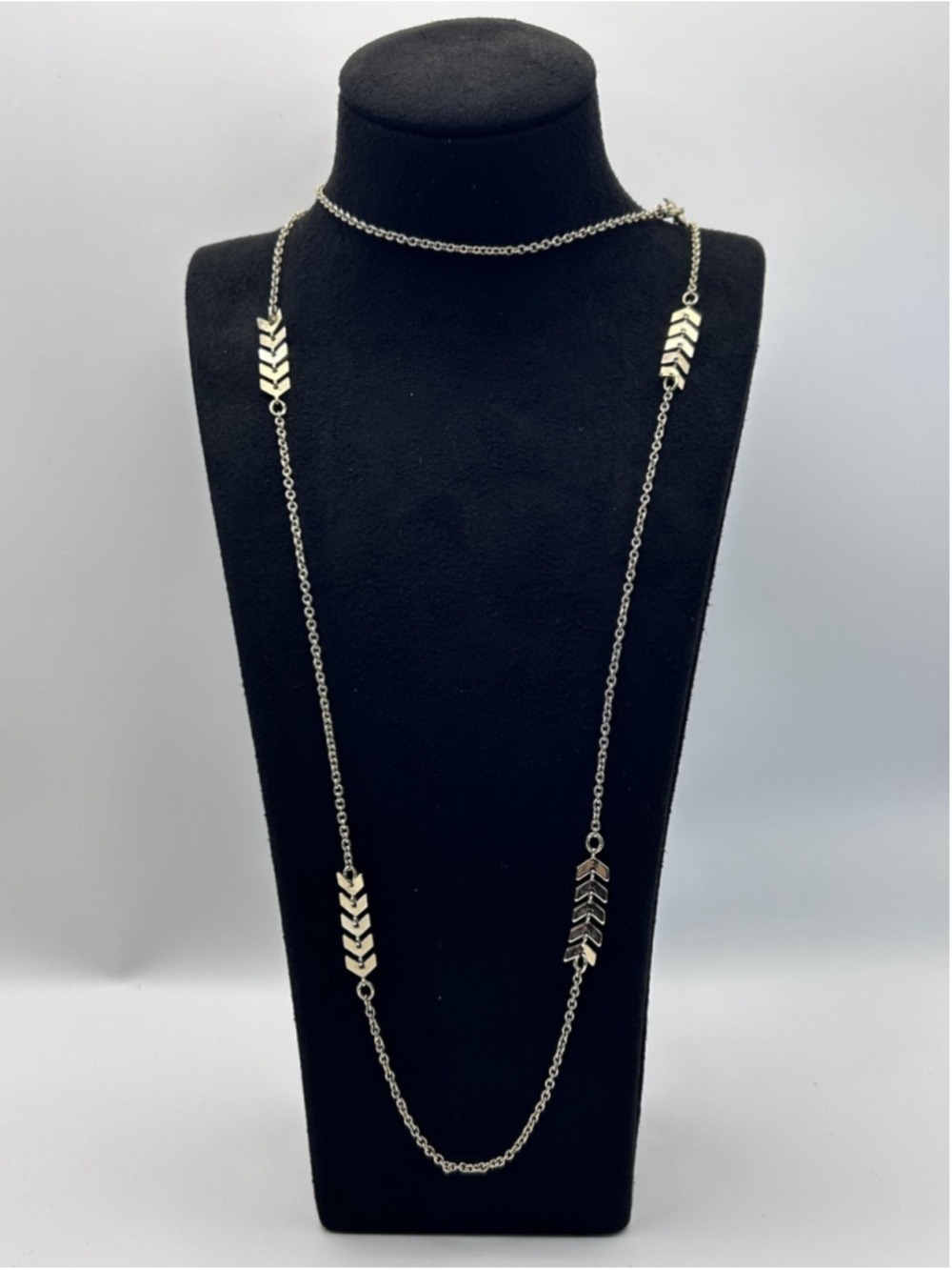 Necklace Gold Tone Arrow Chevron Station Chain Lobster Clasp Fashion Womens 17"